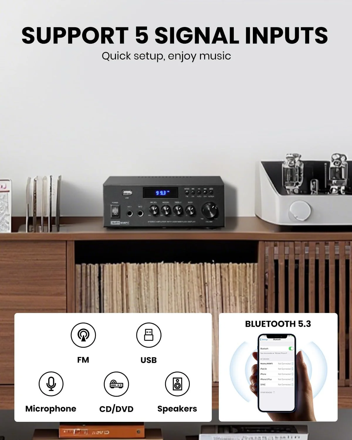 Amplificador Moukey Mk0152 2,0 Bluetooth 5,0 Karaoke - Image 2