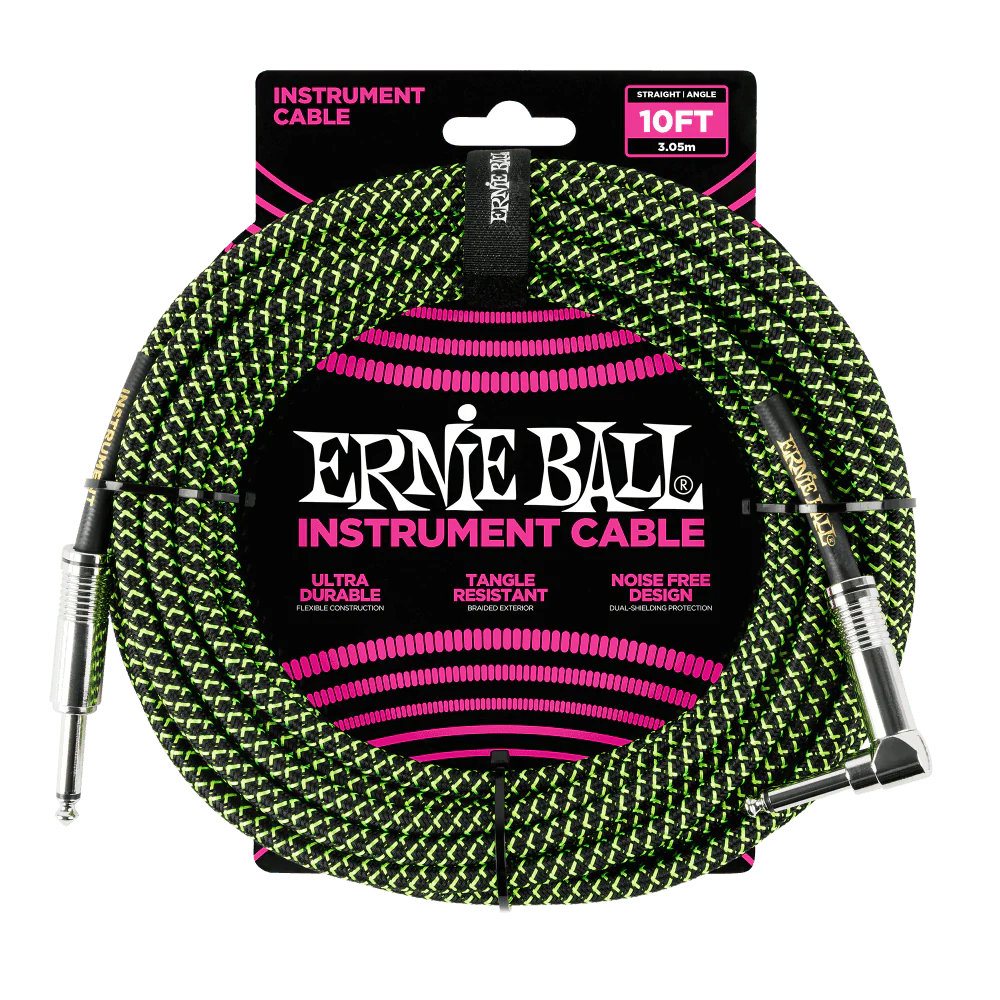 Cable Ernie Ball 10ft 6077 Negro/verde
