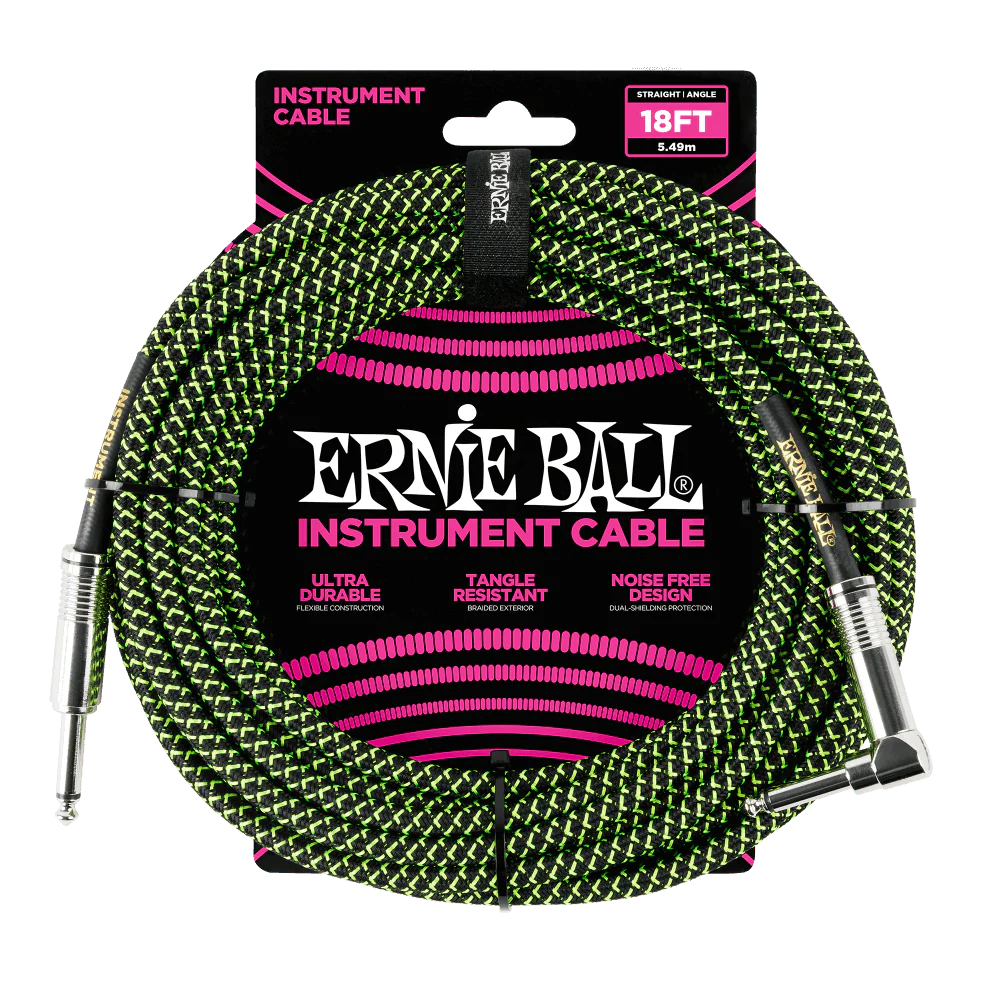 Cable Ernie Ball 18ft P06082 Negro Verde