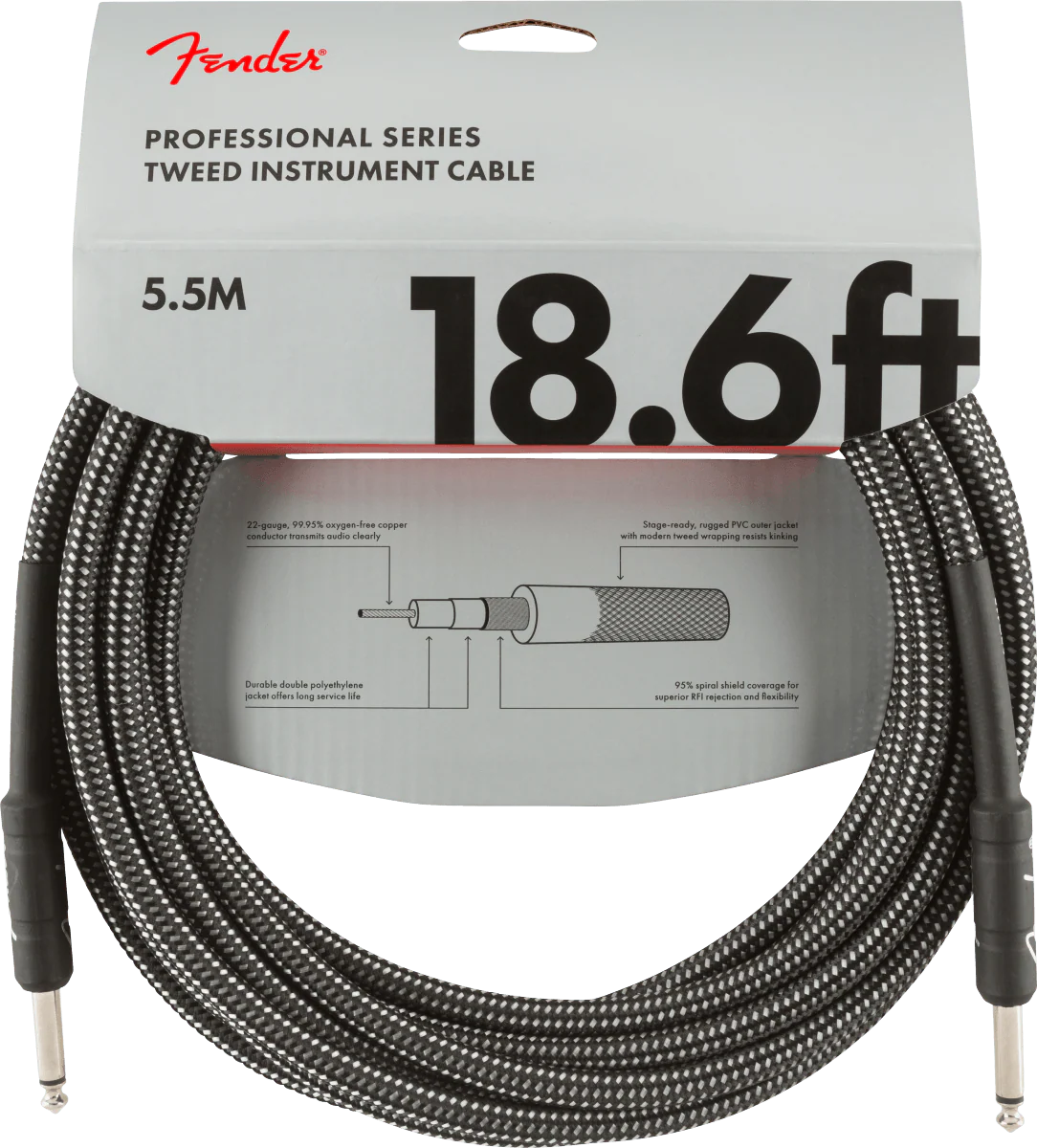Cable Fender Twed 18.6ft 5.5m Negro 0990820068