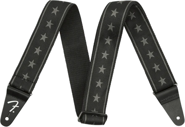 Correa Fender de nailon con estrellas y rayas, negro/gris, 2" 0990615004
