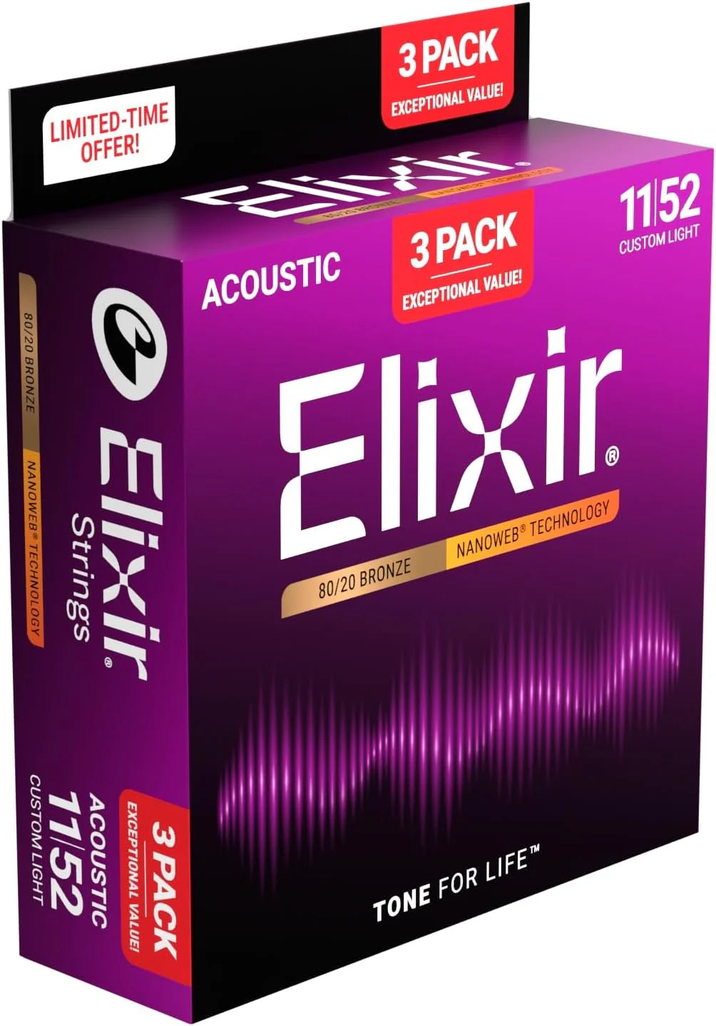 Encordado Elixir Guitarra Acustica 16564 11-52 X3 - Image 3