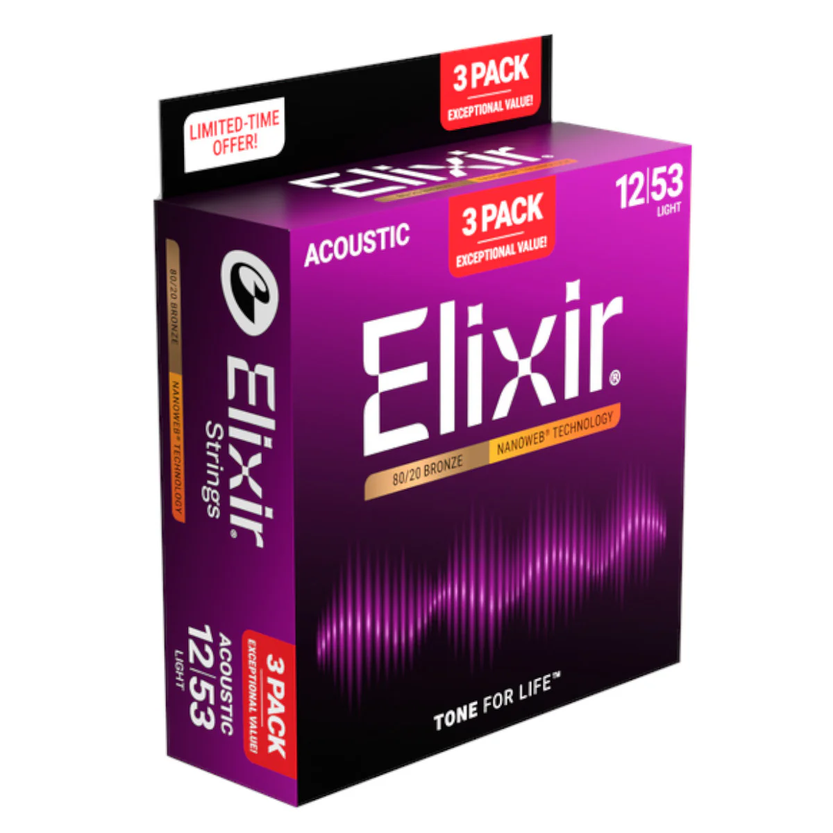Encordado Elixir Guitarra Acustica 16565 12-53 X3 - Image 2