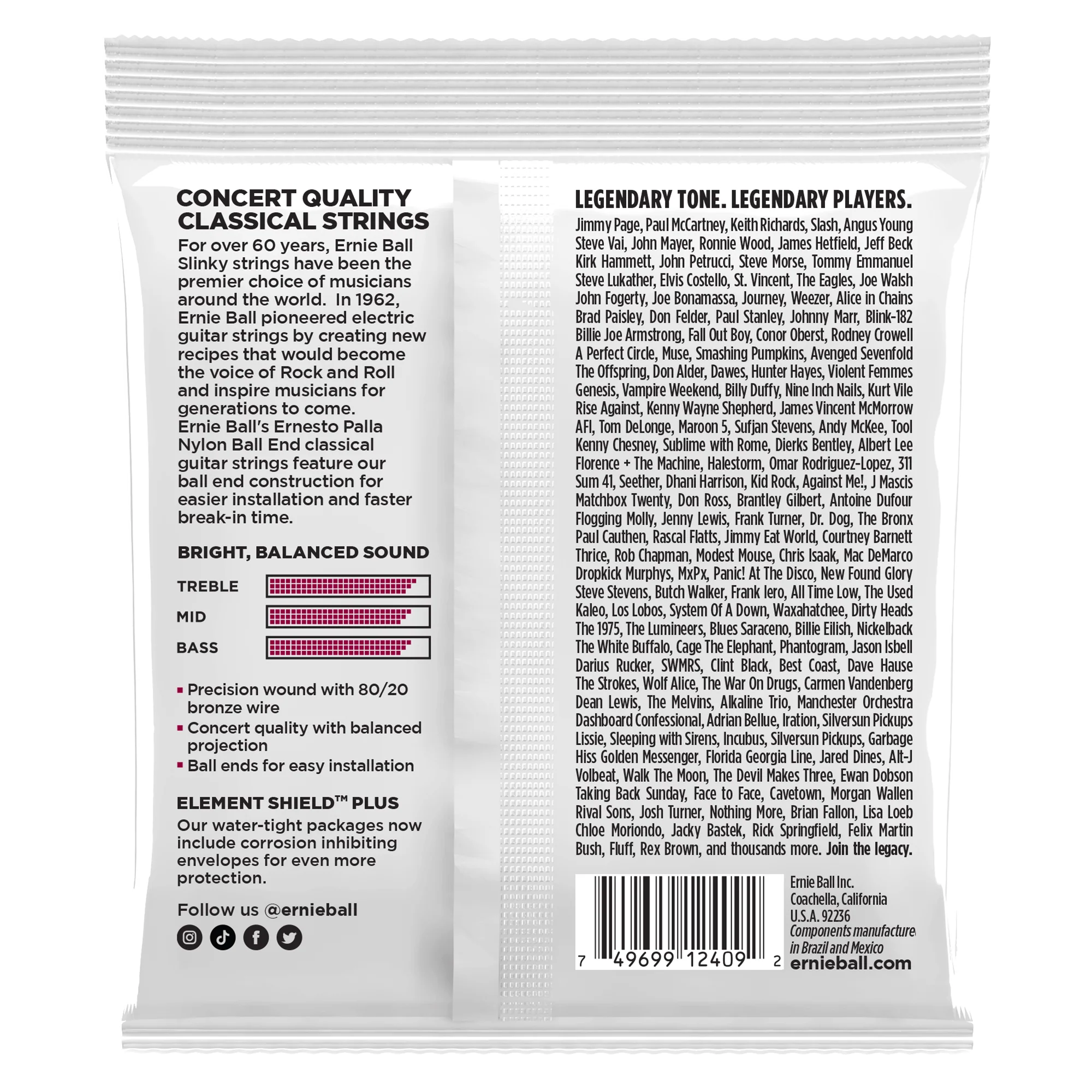 Encordado Ernie Ball Guitarra Acustica 2409 28-42 Nylon - Image 2