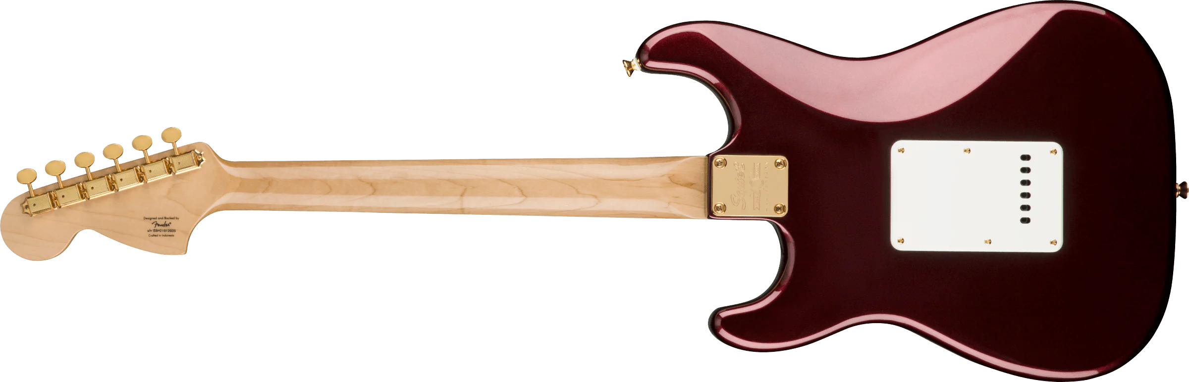 Guitarra Electrica Fender Squier Stratocaster® del 40 aniversario, edición dorada, diapasón de laurel, golpeador anodizado dorado, rojo rubí metalizado 0379410515 - Image 3