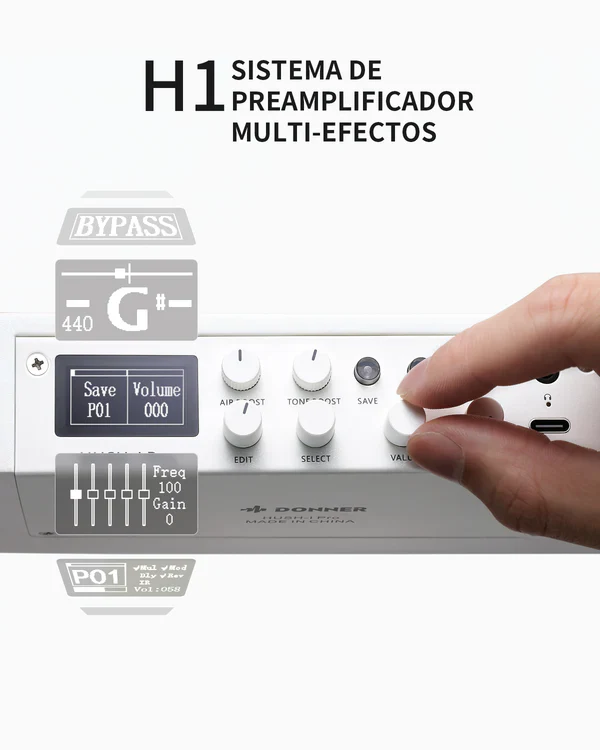 Guitarra Electrica Donner EC7450 Hush-X Pro White-Luxe - Image 5