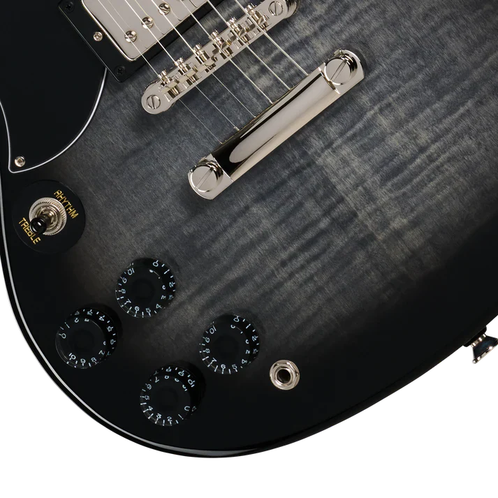 Guitarra Electrica Epiphone E1SGTPEBBNH1L Sg Tribute Plus Zurda Transparent Ebony - Image 6