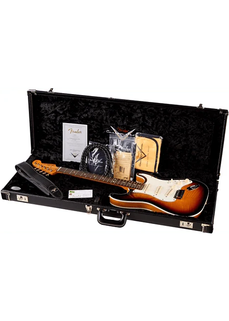 Guitarra Electrica Fender Custom Shop Slab Body Stratocaster Double Bound 3 Tone Sunburst - Image 3