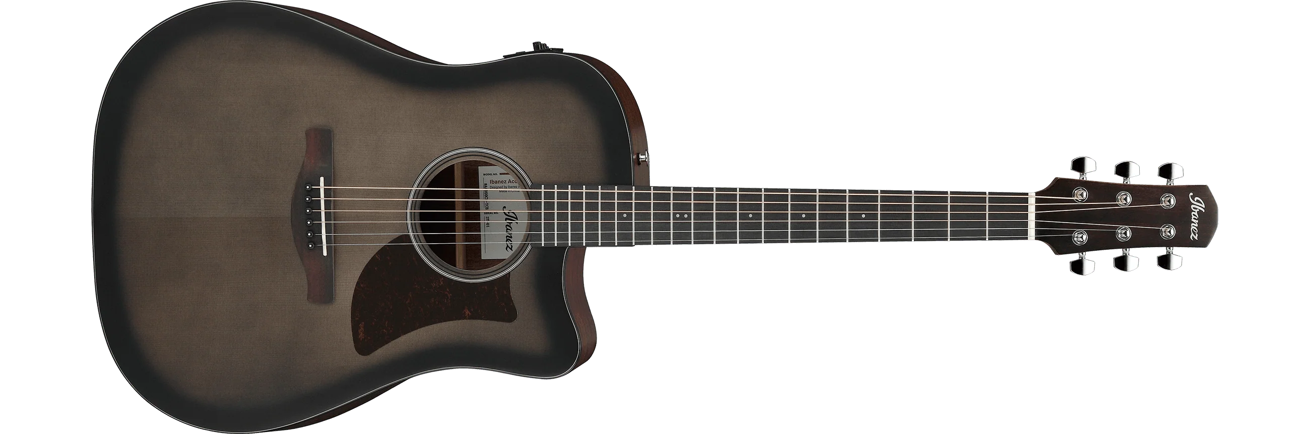Guitarra Electroacustica Ibanez AAD50CE-TCB Charcoal Burst transparente de bajo brillo