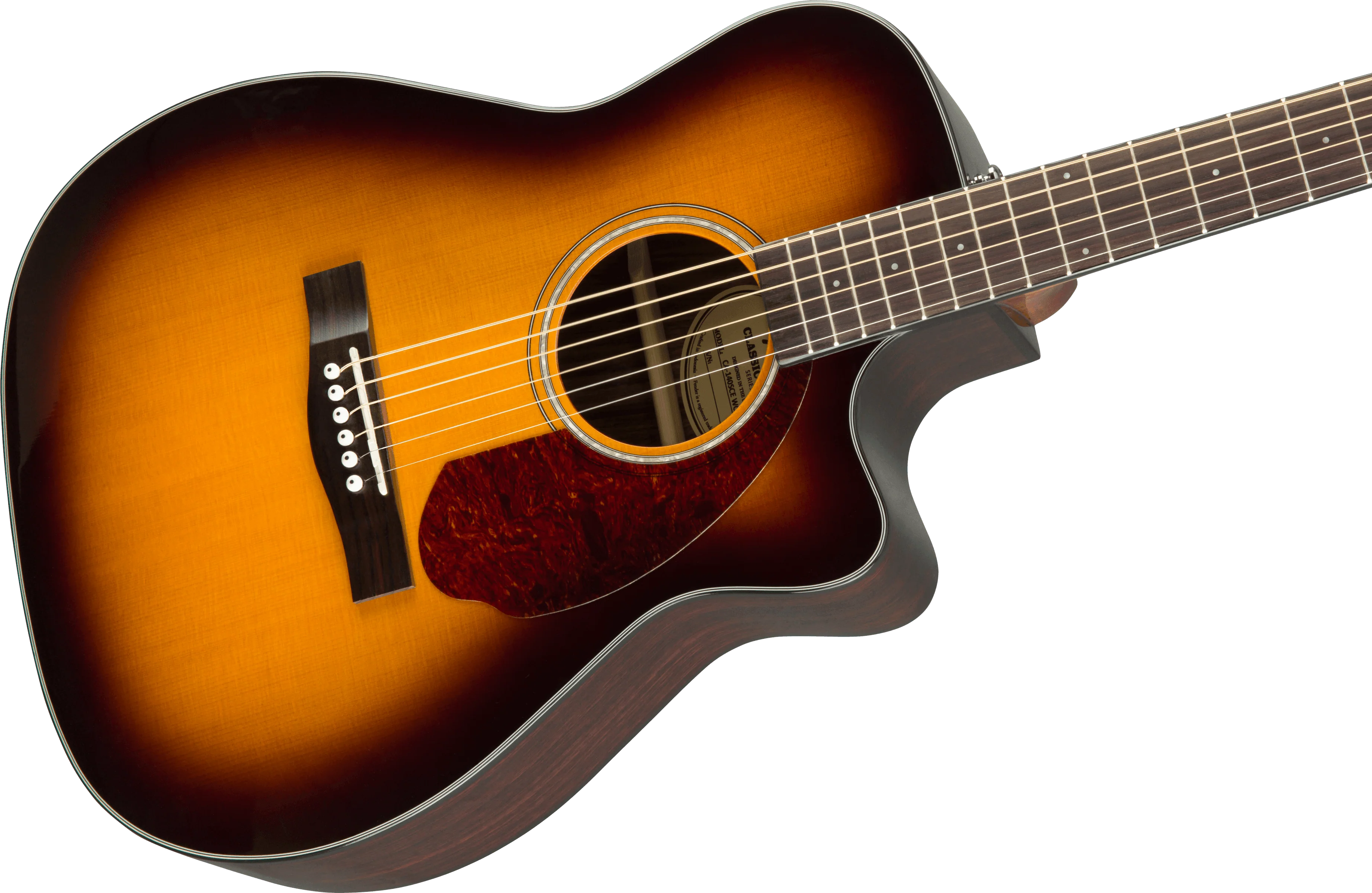 Guitarra Electroacustica Fender CC-140SCE Concert, diapasón de nogal, Sunburst con estuche 0970253332 - Image 4