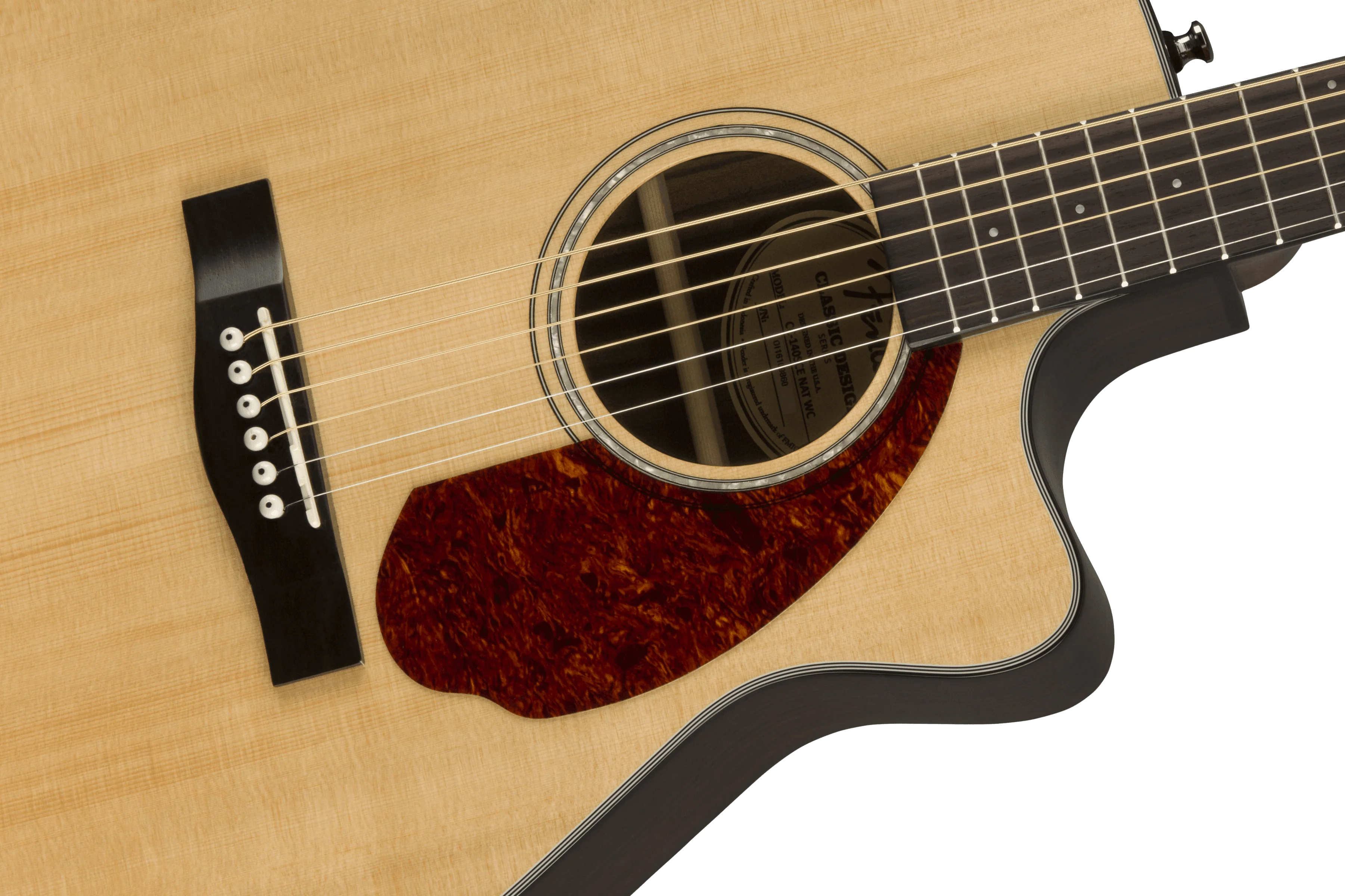 Guitarra Electroacustica Fender CC-140SCE Concert, diapasón de nogal, natural con estuche 0970253321 - Image 5