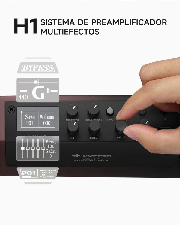 Guitarra Electroacustica Donner EC7515 Hush-i-Pro Maillard Fade - Image 3