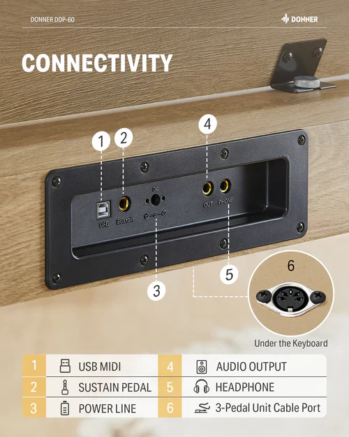 Piano Digital Donner Ec6681 Ddp-60 Light Wood - Image 4